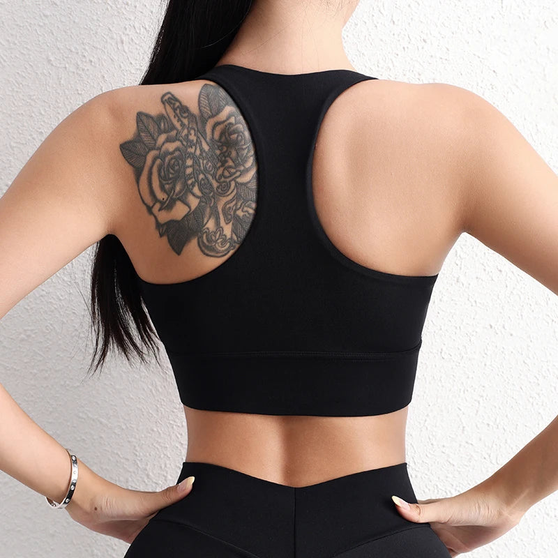 Halter Neck Yoga Crop Top Bra Gym Sport Sexiest Bra Chest Pad Removable Elastic Tight Breathable Top Women 6 Colors