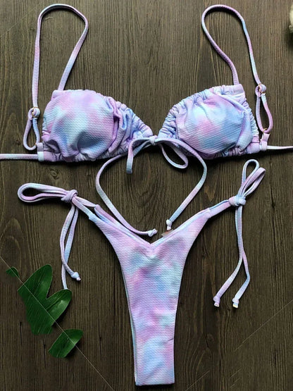 Ruffle Frilled Micro Thong Bikini Women Swimwear Female Swimsuit Two-pieces Bikini set String Bather Bathing Suit Swim