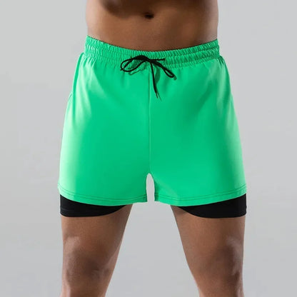 Adult Loose-Fit Flat Angle Swimming Pants for Men Quick Dry  Beach Pants Anti-Awkward Double Layer Design