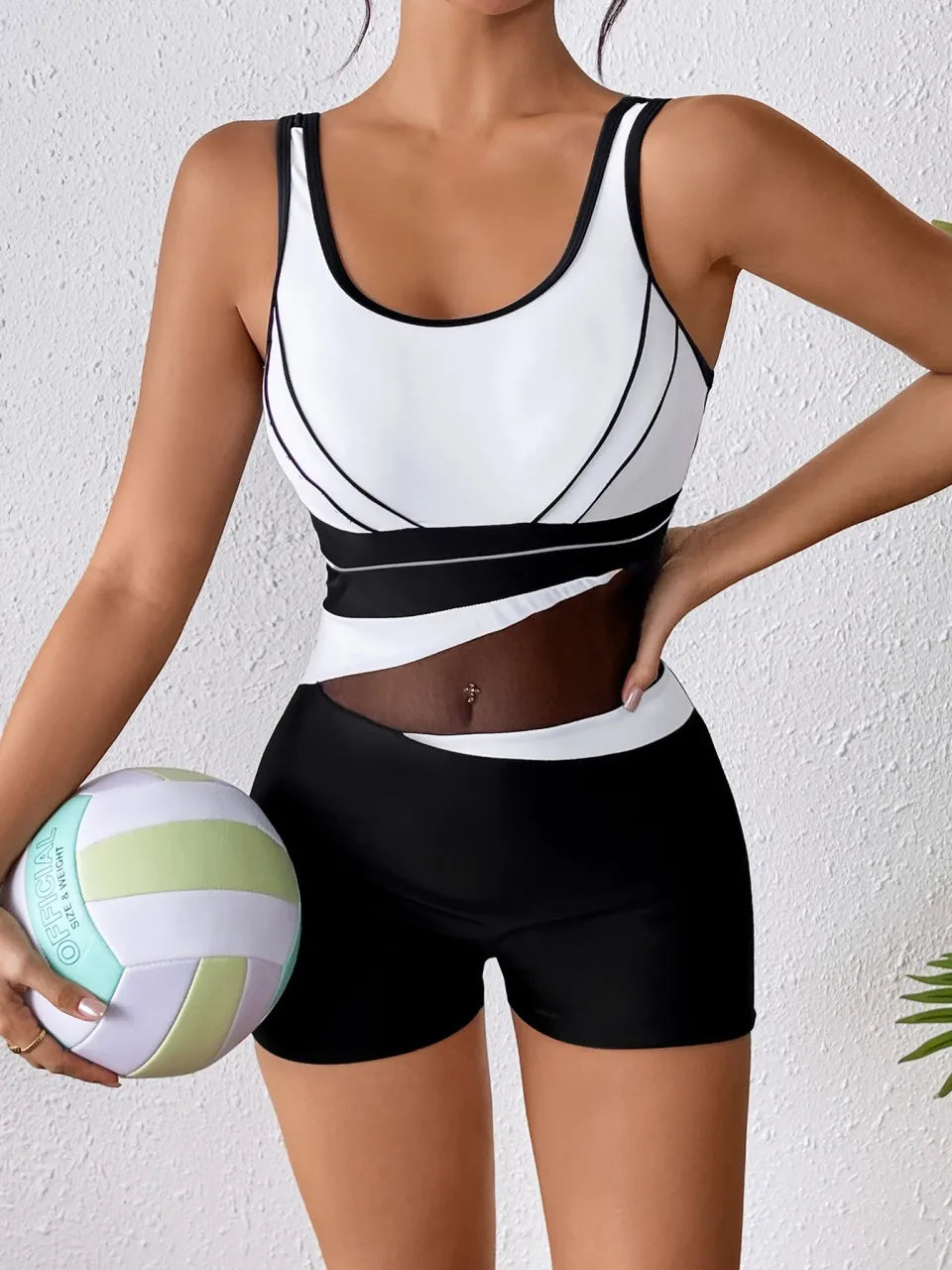 One Piece Mesh Swimsuit Monokini Women Sporty Swimwear Female Bathers Bathing Swimming Swim Bodysuit Summer Beachwear
