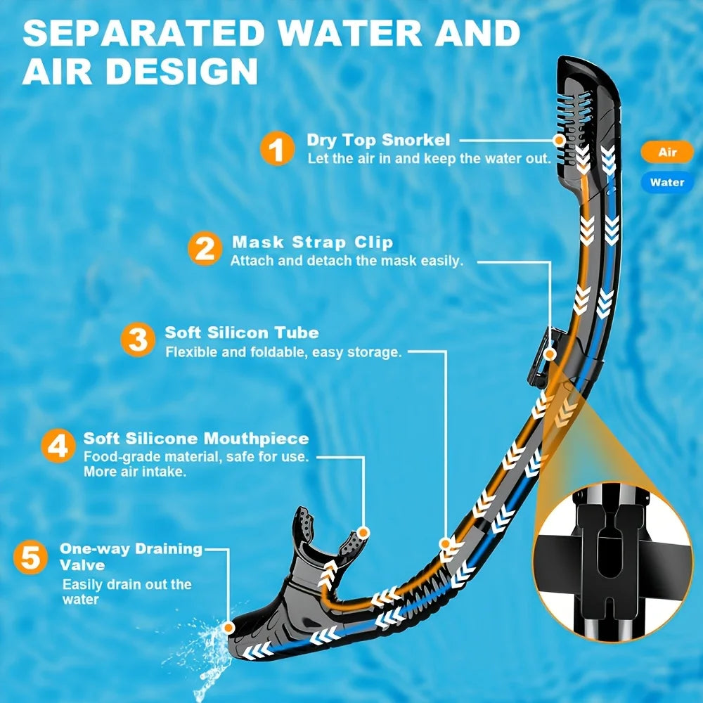 Scuba Diving Mask Snorkel Set For Adults Tempered Glass Professional Panoramic Snorkeling Gear Swimming Training Snorkel Kit