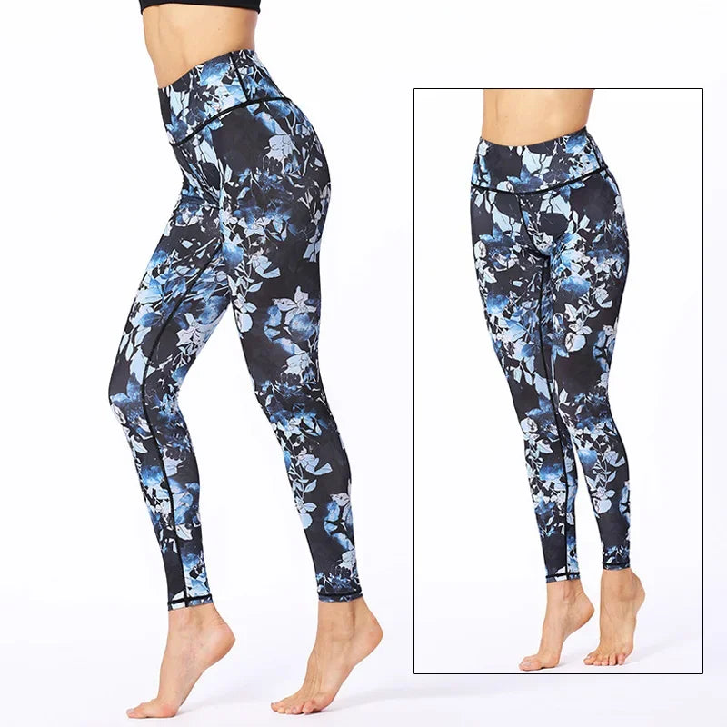 Cloud Hide Yoga Pants Sports Leggings Women High Waist Trainer Long Tights Flower Push Up Running Trouser Workout S- XL