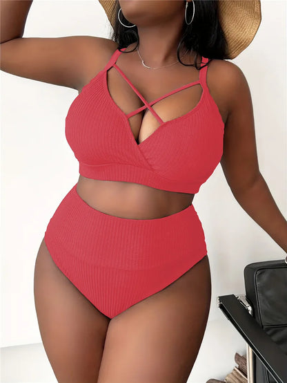 Plus Size XL-4XL Swimwear Women Backless two piece Swimsuit tankini Bikini