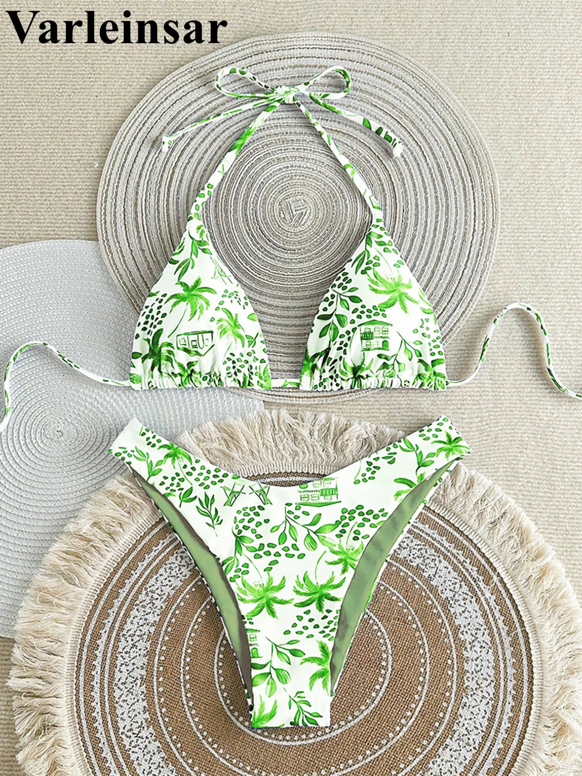 XS - L Printed Halter Brazilian Bikini Women Swimwear Two-pieces Bikini set Female Swimsuit Bather Bathing Suit Swim