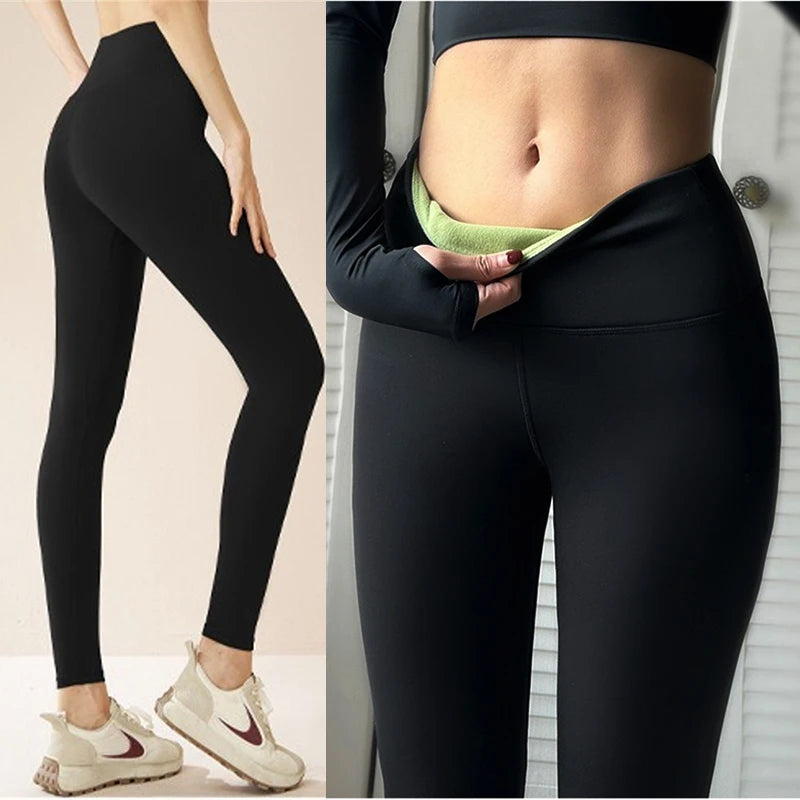 Aiithuug Winter Gym Legging Fitness Fleece Warm Yoga Leggings Workout Running Legging Jogging Pants Brushed Velvet Sports Tights