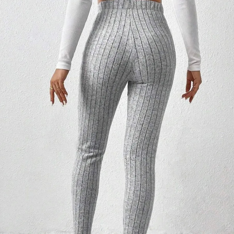 Women Striped Leggings Fitness Elastic Yoga Leggings High Waist Butt Lift Gym Training Tights Fashion Thread Slim Trousers