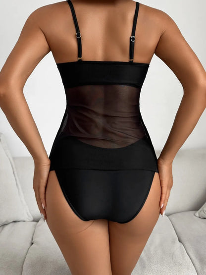 Strappy Two Pieces Women Mesh Printed Swimsuit Sheer Swimwear Female Triangle Bathing Swimming Suit Padded Beachwear
