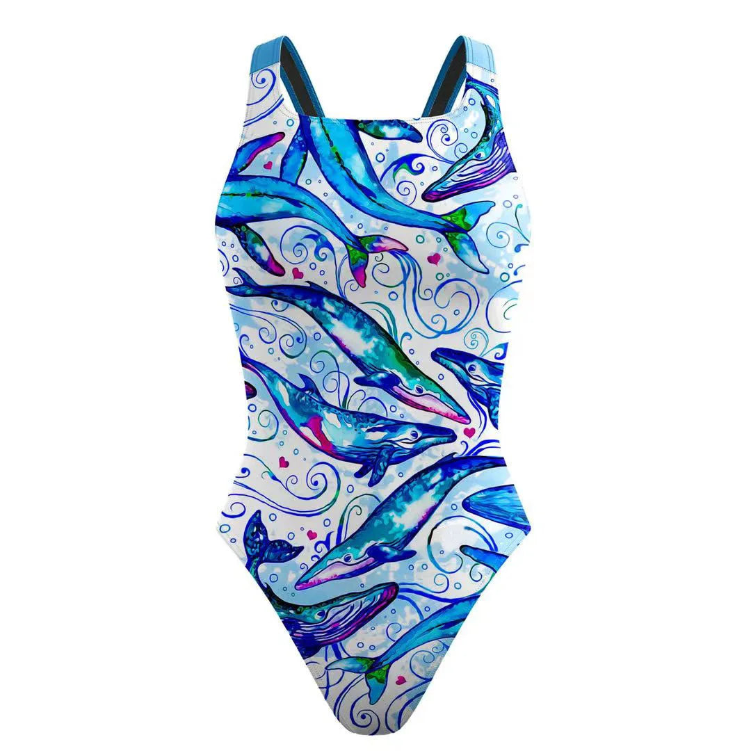 One-Piece Colorful Digital Designs Printed Swimsuit Tight Racing Swimwear for Women