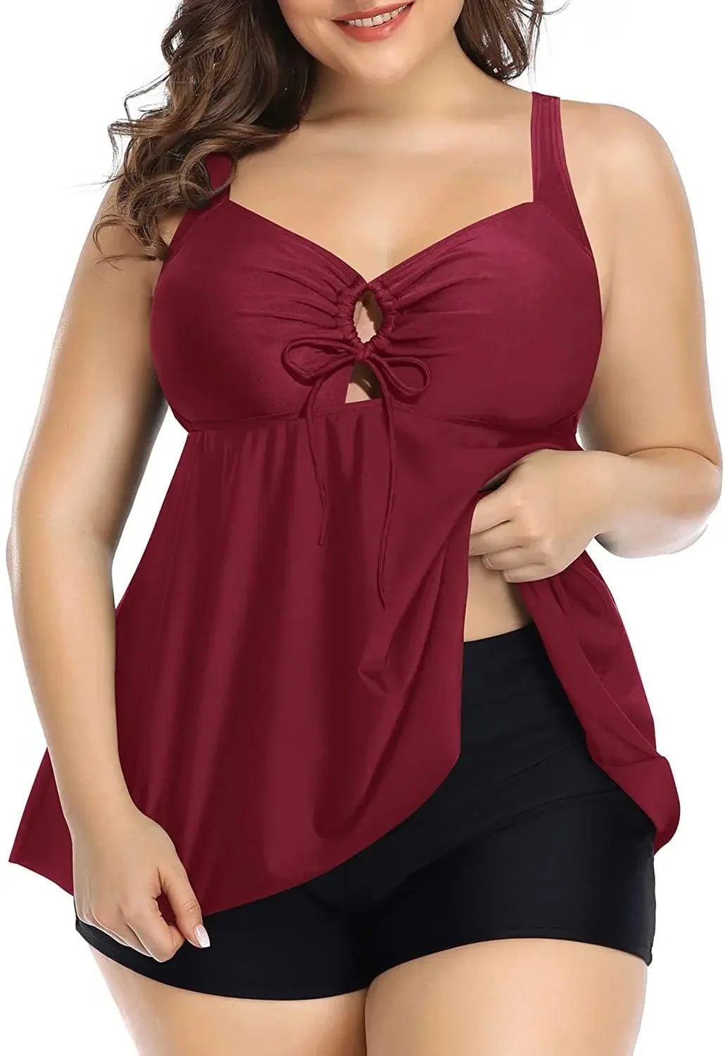 Women's Two-Piece Swimsuit Tankini Set Moderate Coverage Abdomen Control Separate Top And Shorts plus Size Swimming Costume