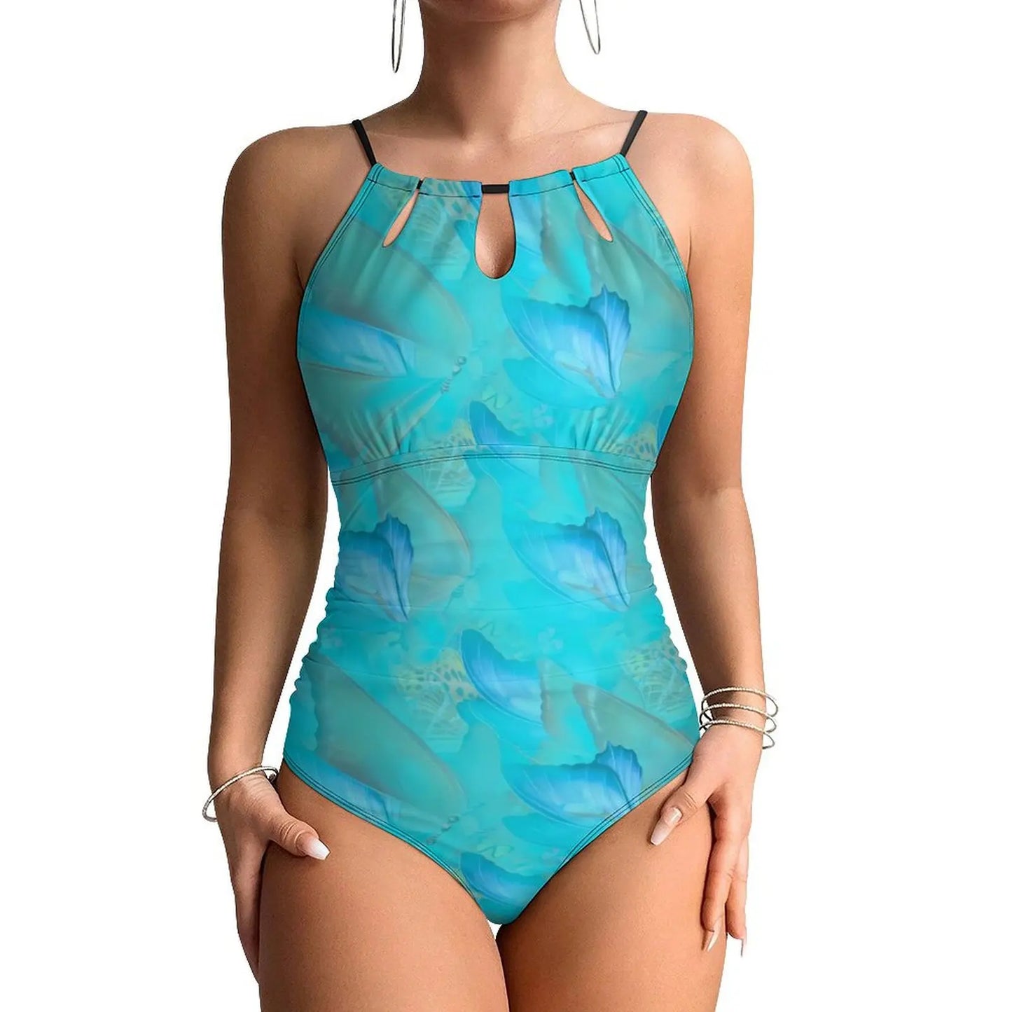 Blue Butterfly Swimsuit Cute Animal Push Up Swimwear One Piece Beach Bathing Suits Swimsuits Sexy Design Beachwear Plus Size XXL