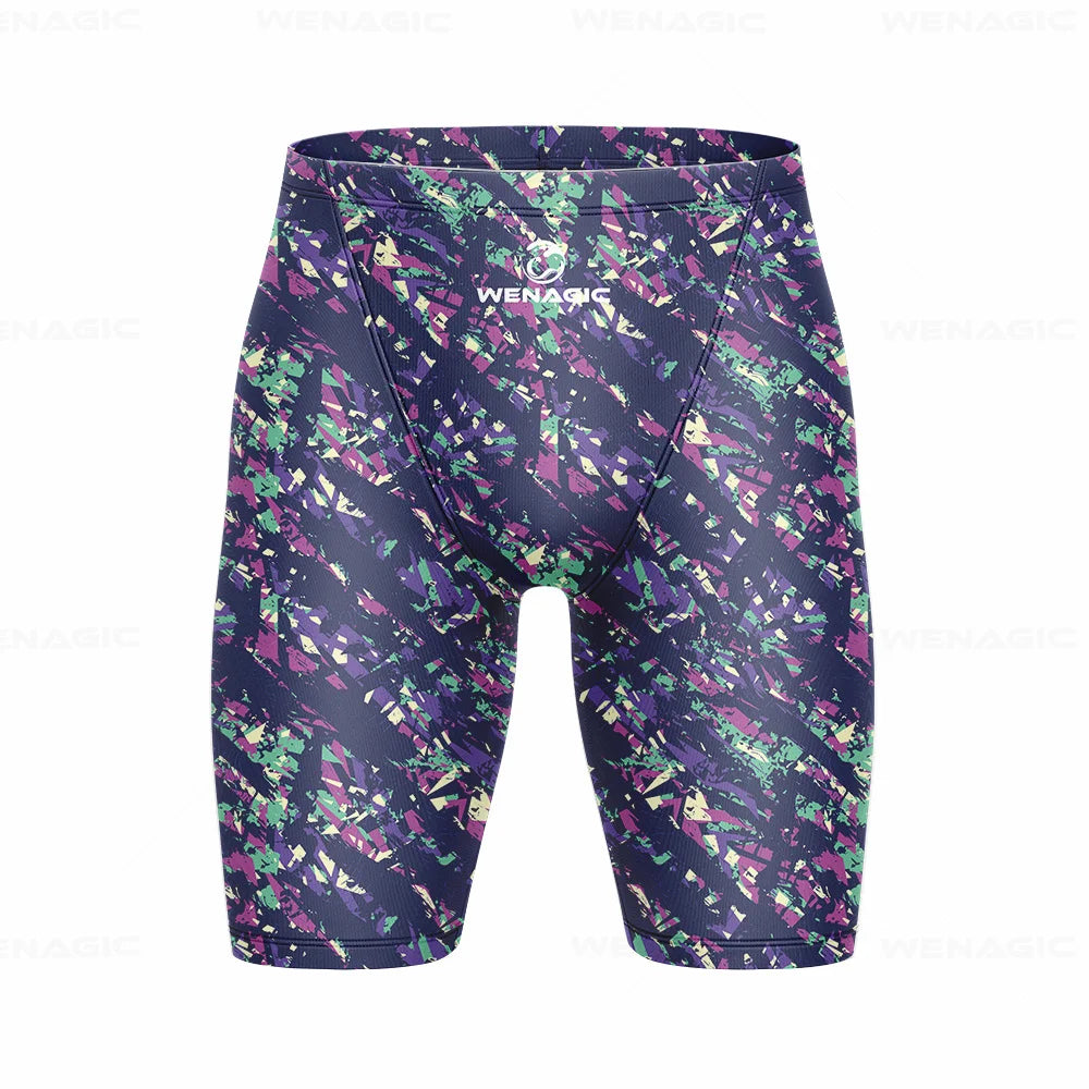 Men's Swimming Jammer Swimwear Endurance Athletic Training Swimsuit Summer Beach Swimming Trunks Diving Surf Tight Shorts