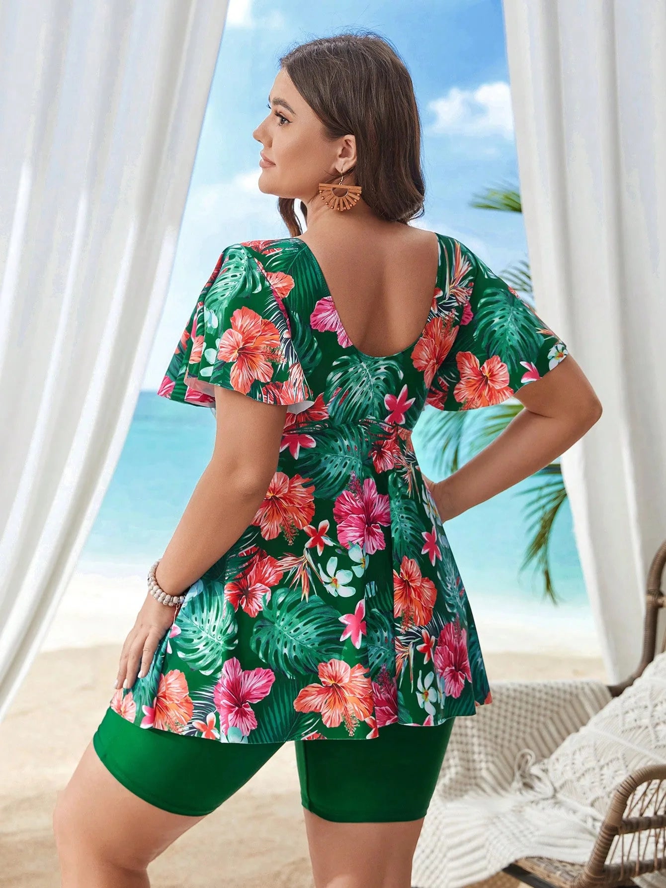 Two Piece Plus Size Woman Swimsuits Printed Tankini Beach Swimwear Sports Beachwear High Waist Women's Swimming Suit