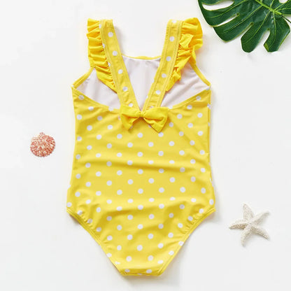 Baby Girl Leopard Print Ruffle Trim One-piece Swimsuit Suitable for Summer Season Soft and Comfortable 3 4 5 6 7 8 Years