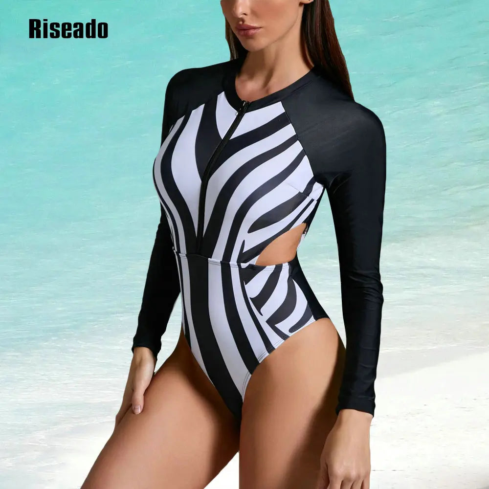 Riseado Long Sleeve UPF 50 One-Piece Swimsuit Rash Guard Long Sleeve
