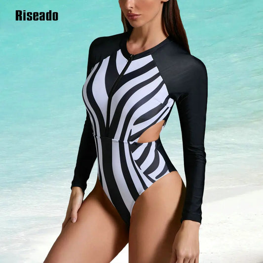 Riseado Long Sleeve UPF 50 One-Piece Swimsuit Rash Guard Long Sleeve