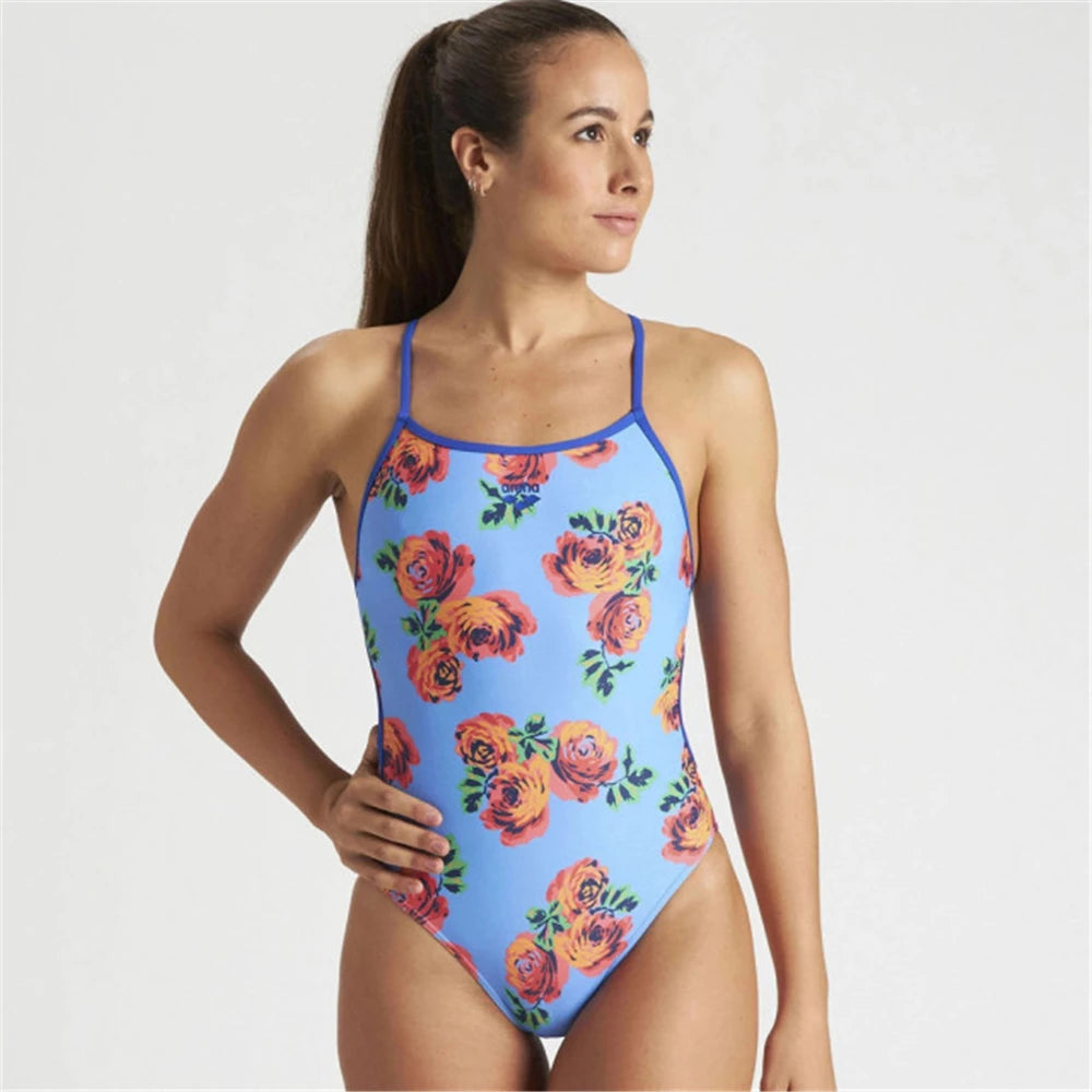 Women's One Piece Strap Back Swimsuit Suit Training Triathlon Swimming Run Tights Swimwear Beach Wear Maillot De Bain Femme