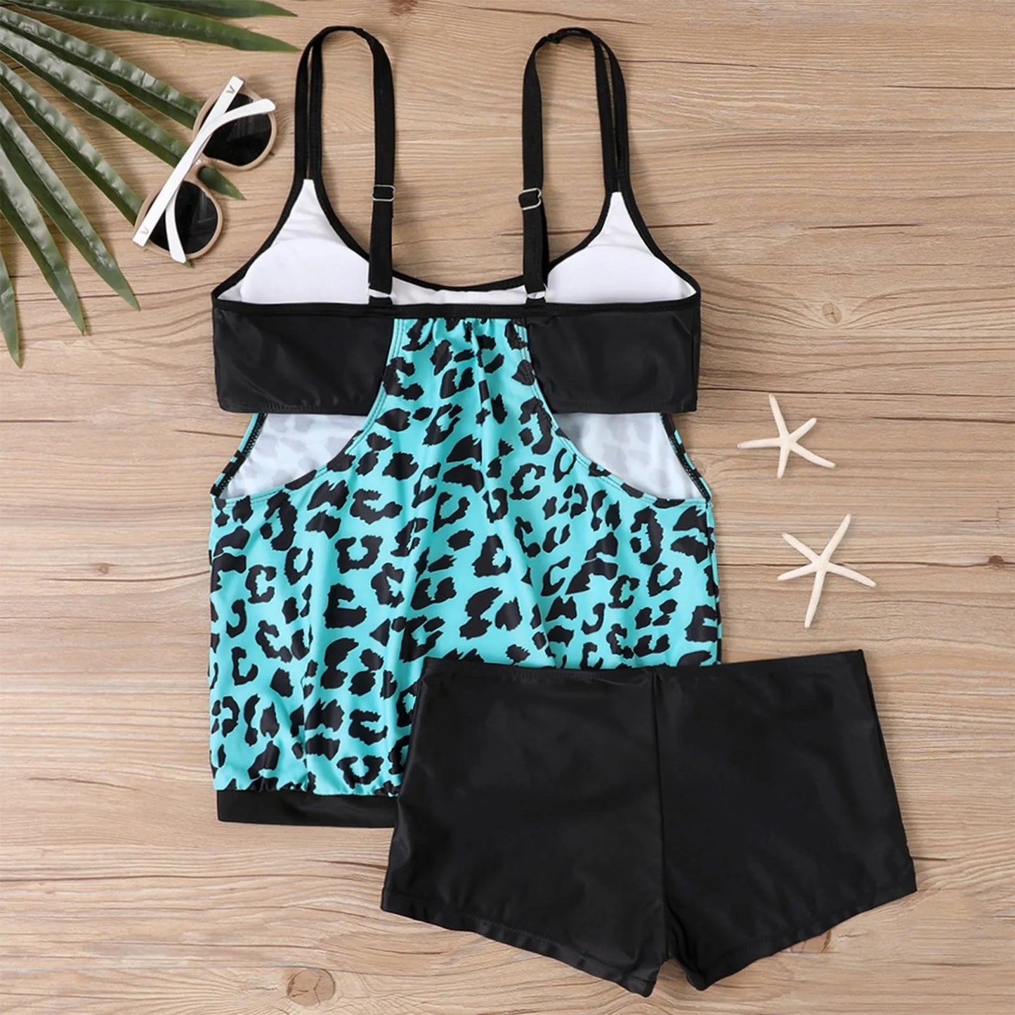 Women'S Printed Sling Split Boxer Shorts Bikini Plus Size Swimsuit Two Piece Comfortable