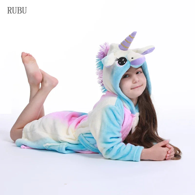 Children Bath Robe Baby Towel Children's Unicorn Hooded Bathrobes for Boys Girls