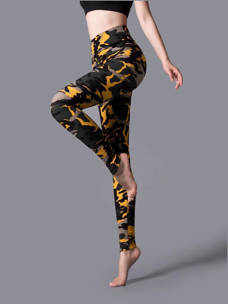 CUHAKCI High Waist Leggings Sportwear Workout Women Jeggings Elastic Pants Leopard Summer Printed Stripe Fitness Leggins