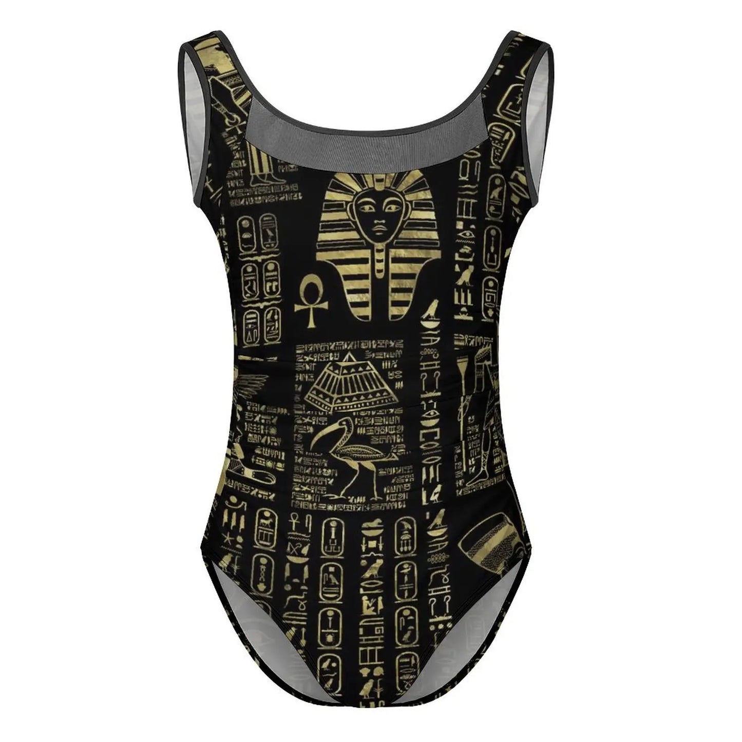 Retro Letter Print Swimsuit Egyptian Hieroglyphs Push Up Swimwear One-Piece Vacation Bath Bathing Suit Bodysuit Beach Outfits