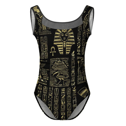 Retro Letter Print Swimsuit Egyptian Hieroglyphs Push Up Swimwear One-Piece Vacation Bath Bathing Suit Bodysuit Beach Outfits