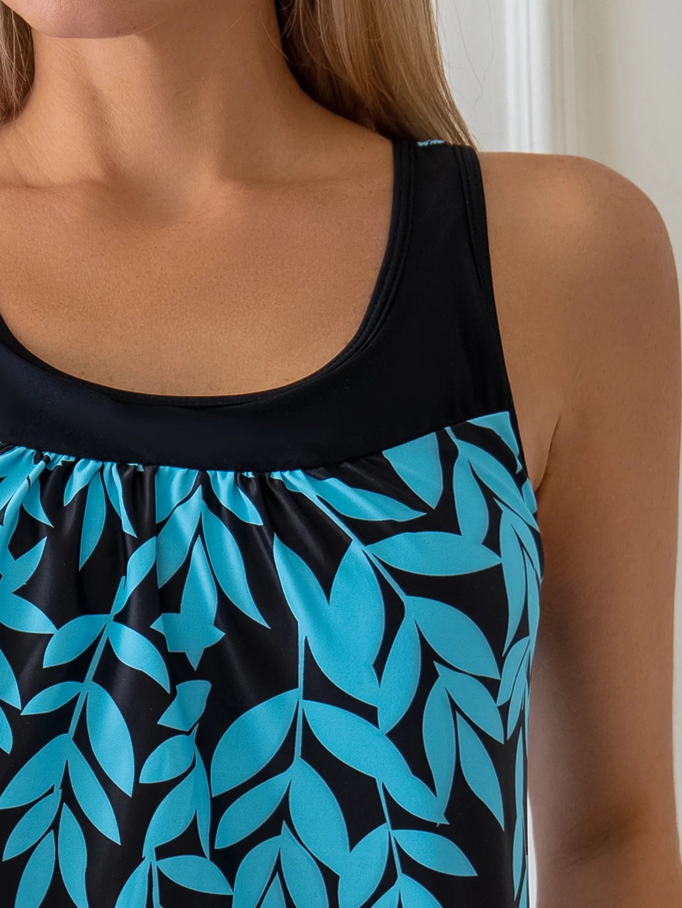 Leaf Print Swimsuits Tankini Set Female Two-piece Swimwear Beach Swim Wear Bathing Suits Pool Women's Swimming Suit
