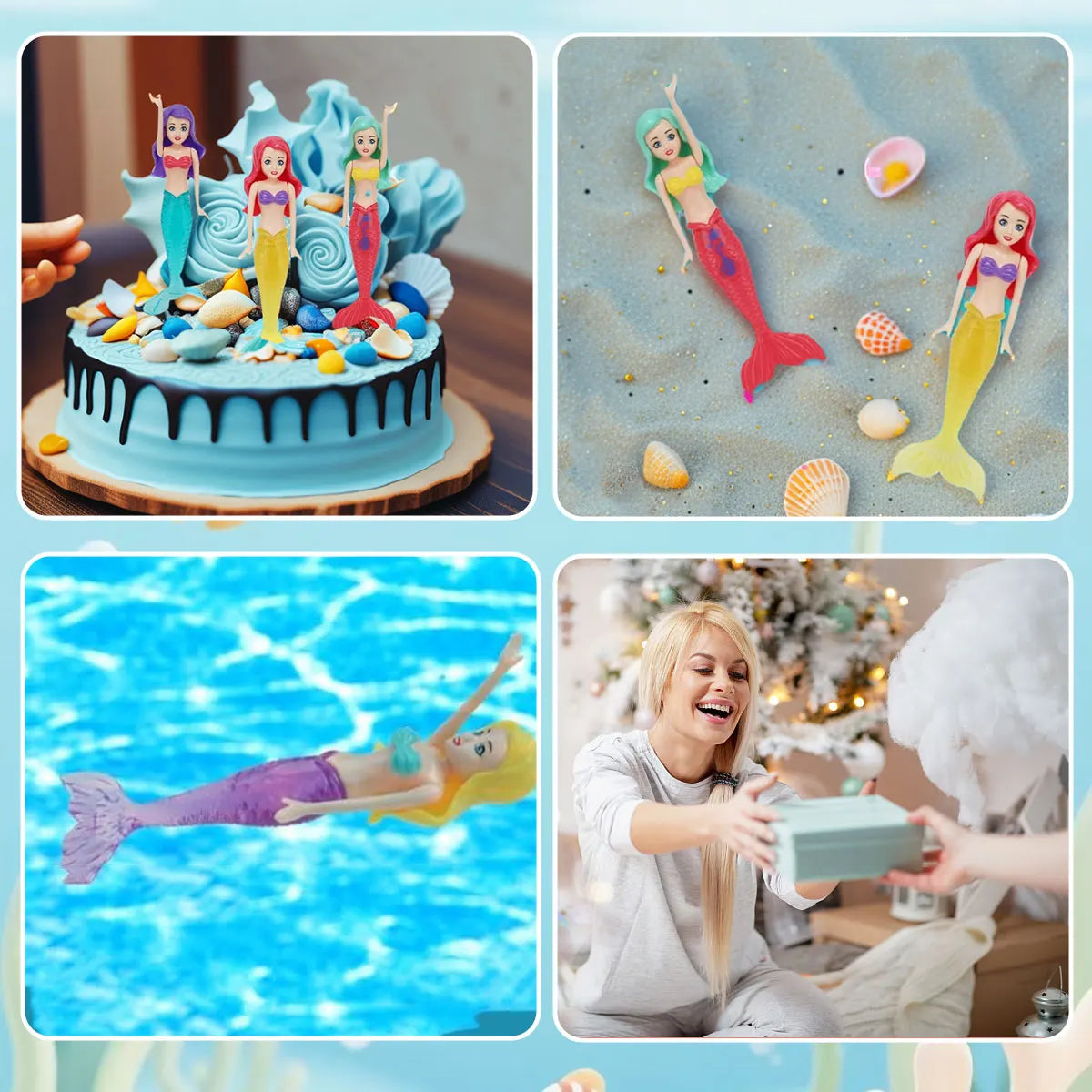 4/3 PCS 1 bag Mermaid Water Play Toys Different Style for Swimming Children Game in Sun Pool/Beach/Bath Time Gift Color Random