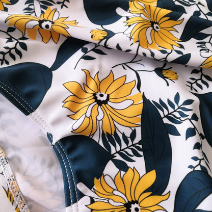 Bikini Two Piece Suit Cross Front Slim High Waisted Bottom Solid/Print Breathable Quick Drying Beachwear