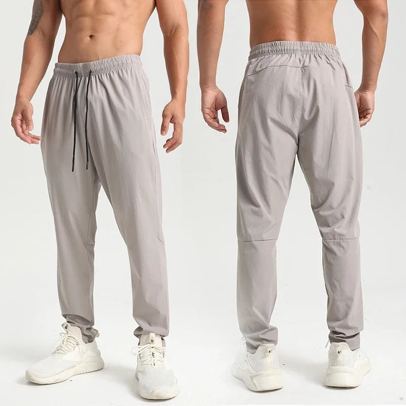 Men Gym Jogging Sport Pants Thin Loose Quick-Dry Long Exercise Clothing Zipper Pockets Training Bodybuilding Trouser Marathon