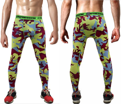 Men Camouflage Tights Man Fitness Compression Pants Quick-drying Rashguard Elastic Leggings for Gym Training