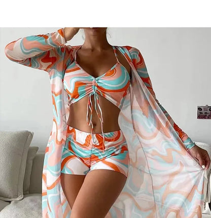 Color Print Swimsuits Bikini Sets Female Swimwear Sports Beach Wear Two-Piece Bathing Suit Girls Pool Women Swimming Suit