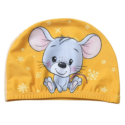 Children Cartoon Swimming Cap Kids Elastic Fabric Swimming Pool Water Sport Protect Ears Hat Swim Bathing Hats Caps Boys Girls