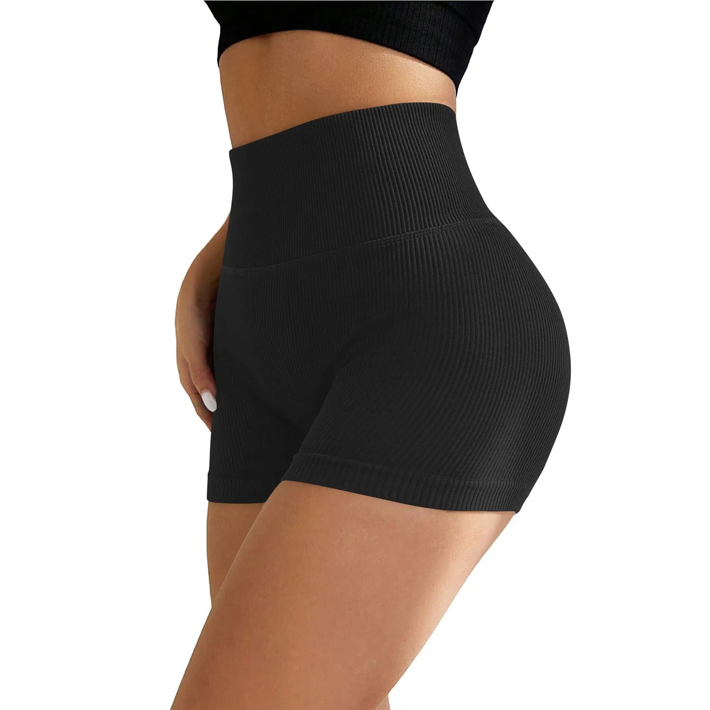 Women's High Waist Ribbed Seamless Yoga Shorts Squat Proof Hip Lifting Fitness Workout Running Sports Gym Leggings Sale