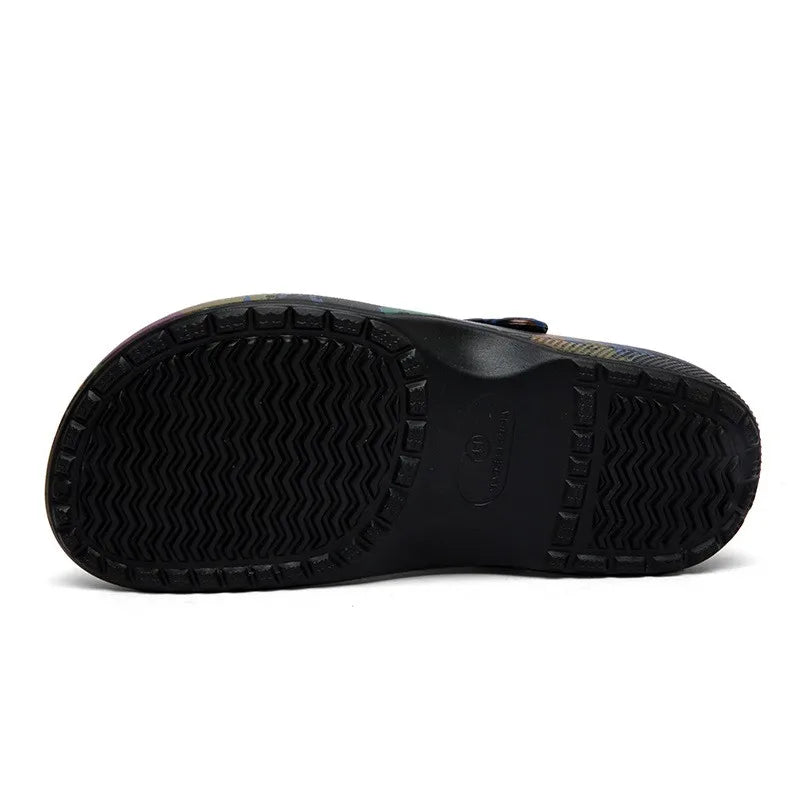 Summer Clogs Sandals For Men Soft EVA Waterproof Garden Shoes Fashion Printing Beach Slippers Soft Comfort House Slides