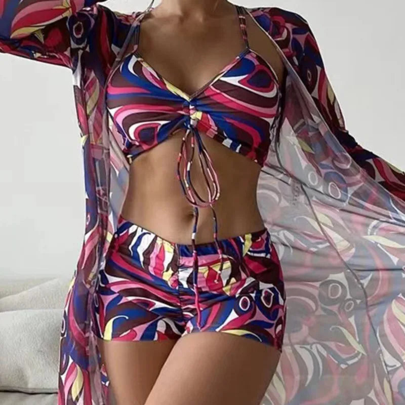 Color Print Swimsuits Bikini Sets Female Swimwear Sports Beach Wear Two-Piece Bathing Suit Girls Pool Women Swimming Suit