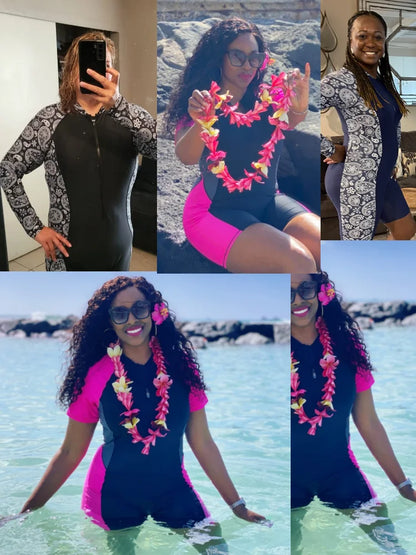 One Piece Quick-Drying Swimwear Sporty Swimsuit Short Sleeve Swimsuit Women Surfing Sun Protection No built-in bra