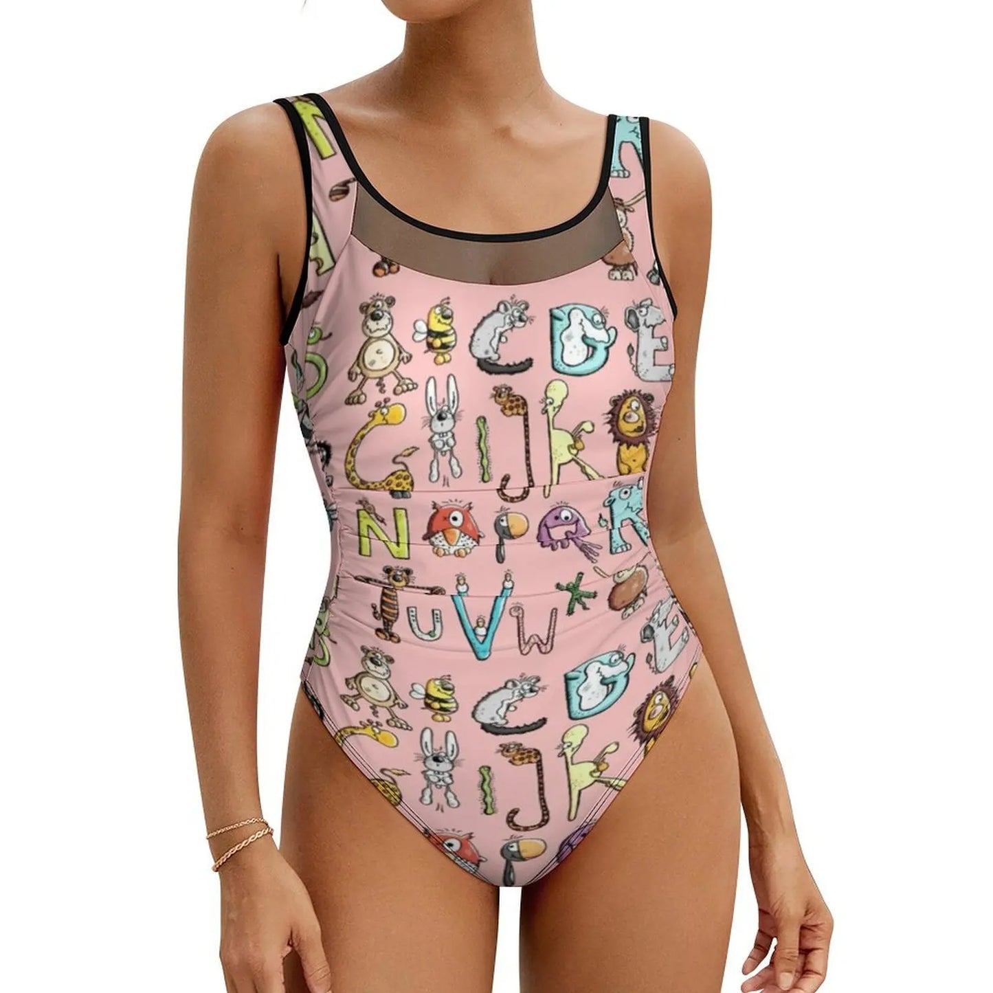 Retro Letter Print Swimsuit Egyptian Hieroglyphs Push Up Swimwear One-Piece Vacation Bath Bathing Suit Bodysuit Beach Outfits