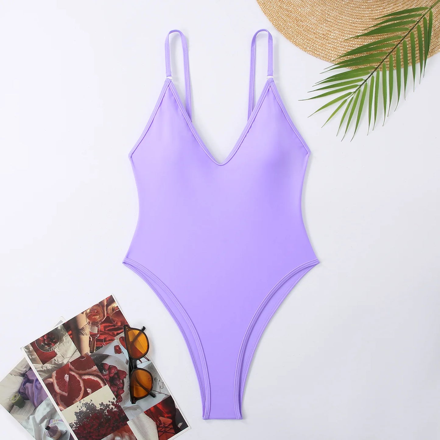One Piece Swimsuit Women Summer Holiday Swimwear Thong Monokini Bathing Suit Mujer Micro Bikini Solid Neon Yellow