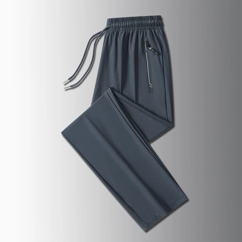 Running Pants Jogging Casual Summer Thin Elastic Sweatpants Quick Dry Ice Silk Straight Pants Sports Gym Breathable Men Trousers