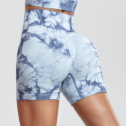 Push Up Gym Sport Shorts Women Seamless Summer Fitness Tie-Dye Cycling Shorts