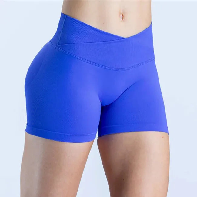 Vision Shorts  4.5" Gym Clothes Women Seamless Leggings Waist Cross Fitness Scrunch Booty Tights Running Cycling Shorts XP126