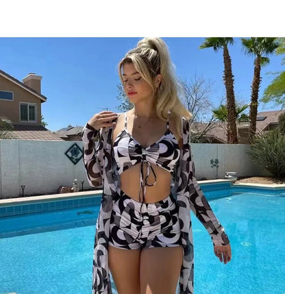 Color Print Swimsuits Bikini Sets Female Swimwear Sports Beach Wear Two-Piece Bathing Suit Girls Pool Women Swimming Suit