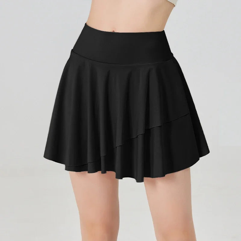 Pockets Tennis Skirt Soft Cool Fabric Golf Skort Flare Layer Golf Shorts Skirts Soft Tennis Skirts Sports Two Layer