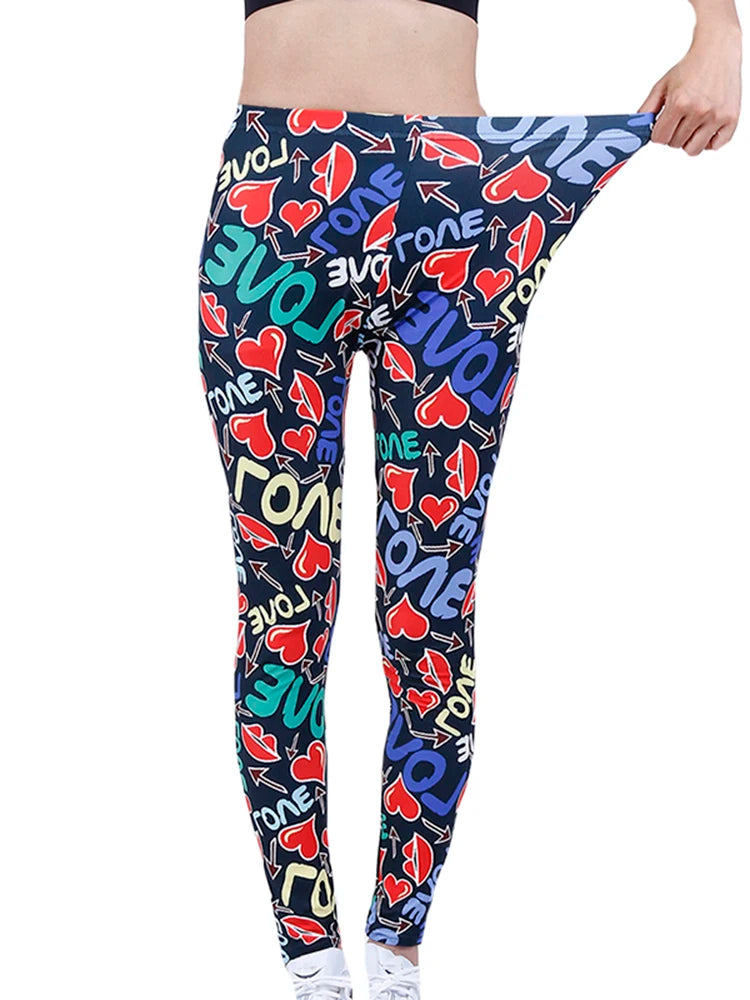 Floral Fashion Women Leggings Beautiful Leaf Floral Printing High Waist Jeggings Stretch Pant
