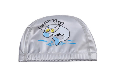 Kids Children Swimming Cap Waterproof PU Fabric Cute Cartoon Animal Dolphin Protect Ears Long Hair Boys Girls Swim Pool Caps Hat
