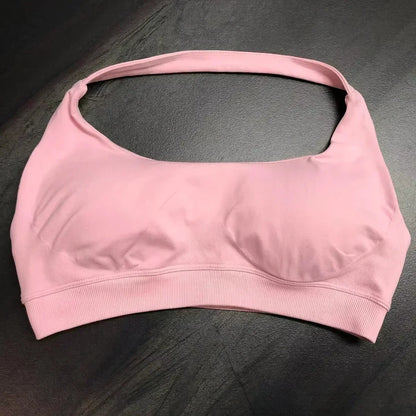 Halter Sports Bra for Women Neck Strap Bra Seamless Open Back Top Medium Support Gym Crop Top Stretchy Sportswear