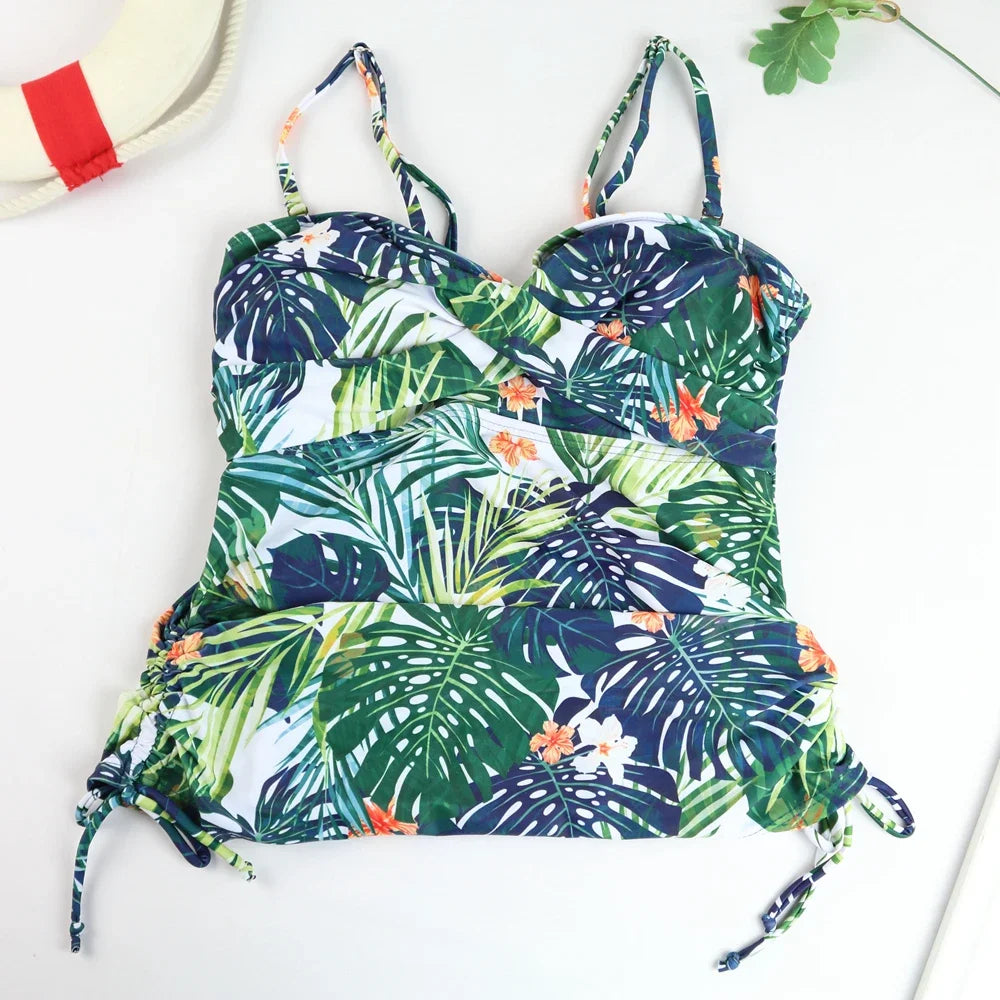 2 Piece Women Tankini Swimsuit Female Swimwear Tankini Bikini Set Swimming Suit Tankini Retro Beachwear