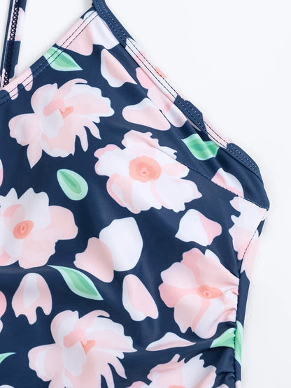 Floral Swimsuit Women One Piece Vintage Design Swimwear Female Backless Beachwear Bathers Bathing Swimming Swim Suit