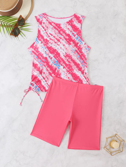 Striped Tankini Two Pieces Swimsuit Women Drawstring Swimwear Female Bathers Bathing Swimming Swim Suit Summer Beachwear