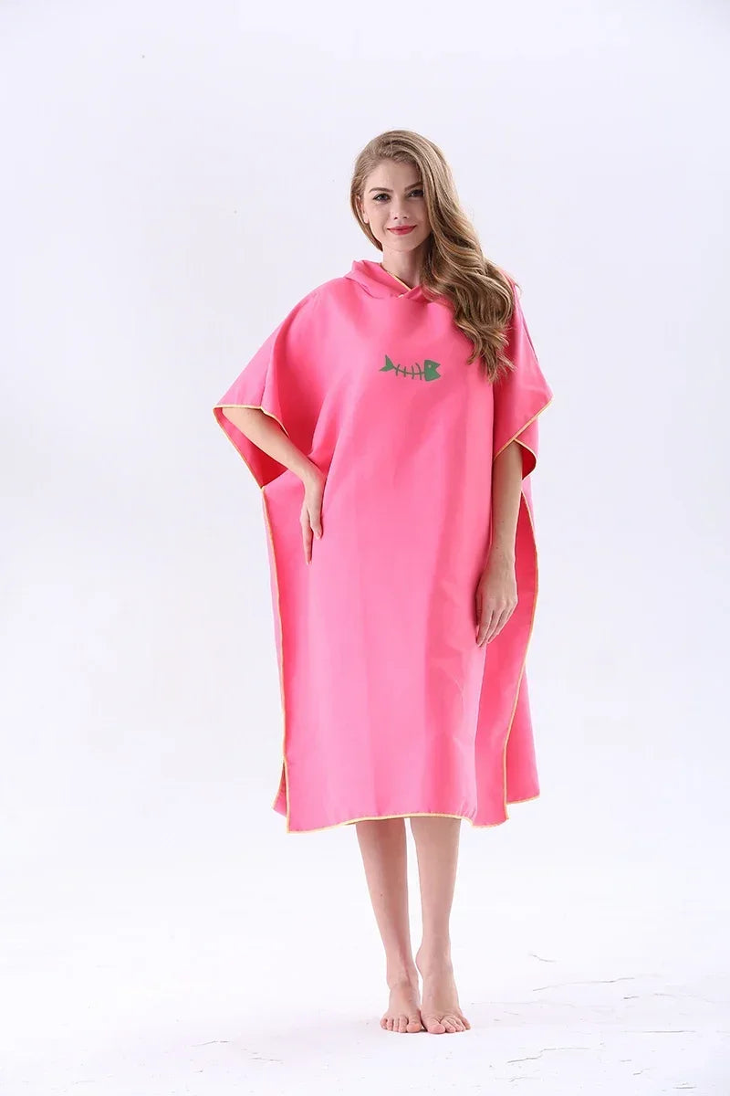 Quick-drying Changing Robe Quick Dry Bathrobe Hooded Absorbent Bath Towel Swimming & Fitness Super Absorbent Bathrobe